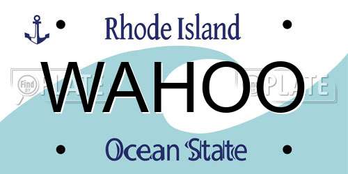 WAHOO Rhode Island License Plate