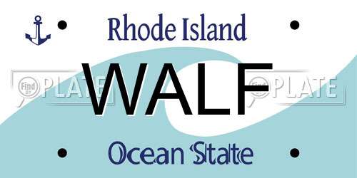 WALF Rhode Island License Plate