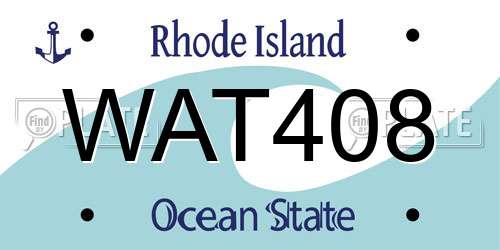 WAT408 Rhode Island License Plate