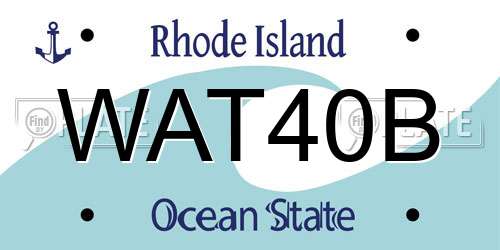 WAT40B Rhode Island License Plate