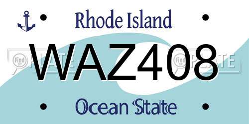 WAZ408 Rhode Island License Plate