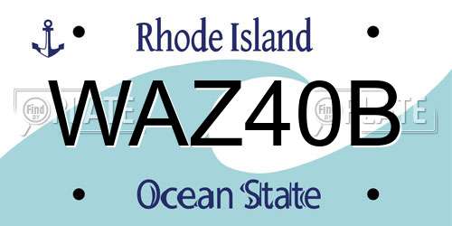 WAZ40B Rhode Island License Plate