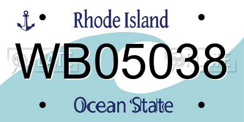 WB05038 Rhode Island License Plate