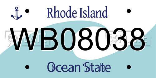 WB08038 Rhode Island License Plate