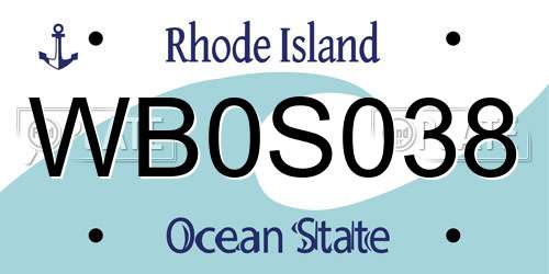 WB0S038 Rhode Island License Plate