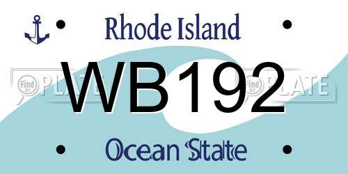 WB192 Rhode Island License Plate