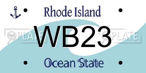 WB23 Rhode Island License Plate