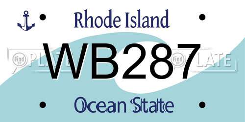 WB287 Rhode Island License Plate