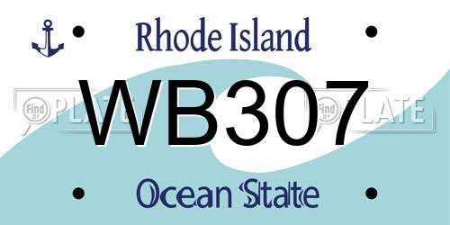 WB307 Rhode Island License Plate