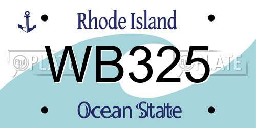WB325 Rhode Island License Plate