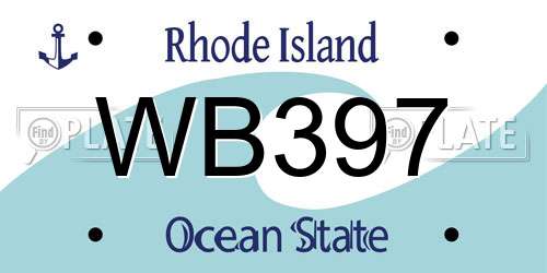 WB397 Rhode Island License Plate