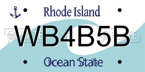 WB4B5B Rhode Island License Plate