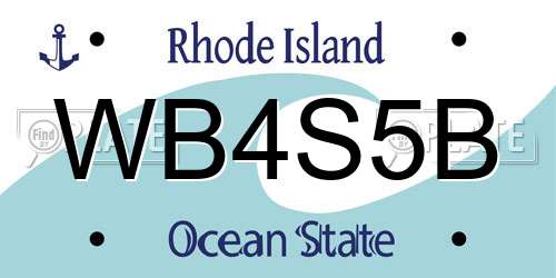 WB4S5B Rhode Island License Plate