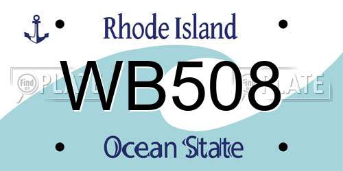 WB508 Rhode Island License Plate