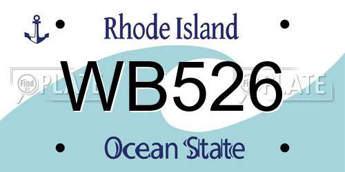 WB526 Rhode Island License Plate