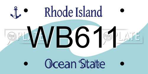 WB611 Rhode Island License Plate