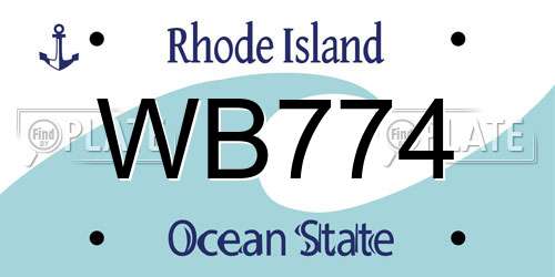 WB774 Rhode Island License Plate