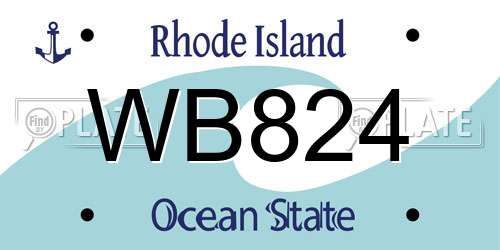 WB824 Rhode Island License Plate