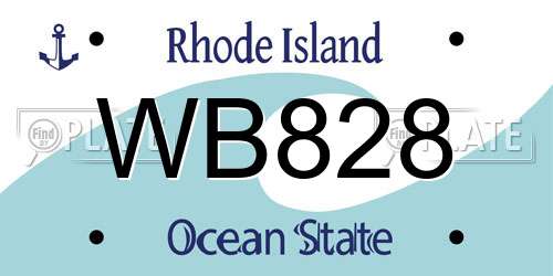 WB828 Rhode Island License Plate