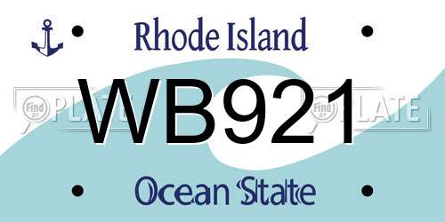 WB921 Rhode Island License Plate