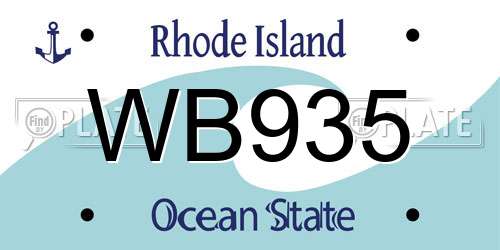 WB935 Rhode Island License Plate