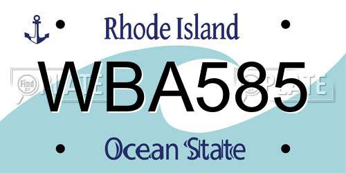WBA585 Rhode Island License Plate