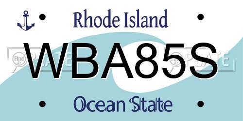 WBA85S Rhode Island License Plate