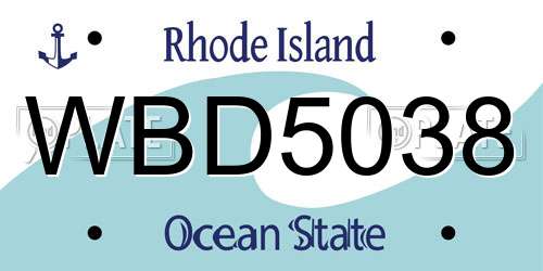 WBD5038 Rhode Island License Plate