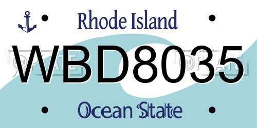 WBD8035 Rhode Island License Plate