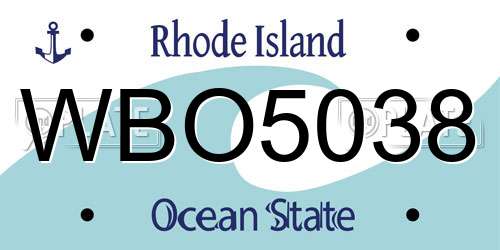 WBO5038 Rhode Island License Plate