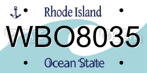 WBO8035 Rhode Island License Plate