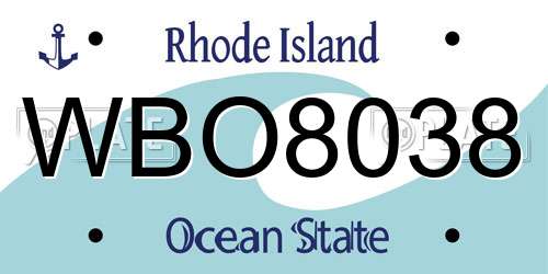 WBO8038 Rhode Island License Plate