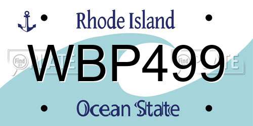 WBP499 Rhode Island License Plate