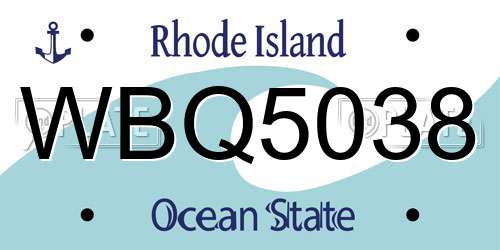 WBQ5038 Rhode Island License Plate