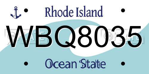 WBQ8035 Rhode Island License Plate