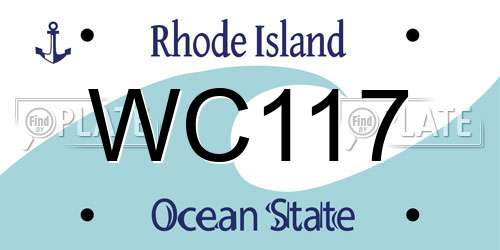WC117 Rhode Island License Plate
