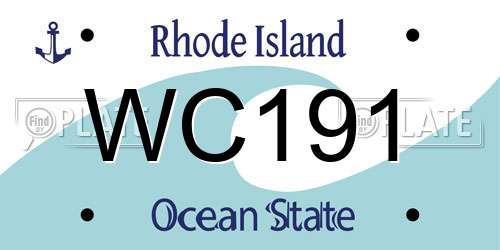WC191 Rhode Island License Plate