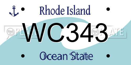 WC343 Rhode Island License Plate
