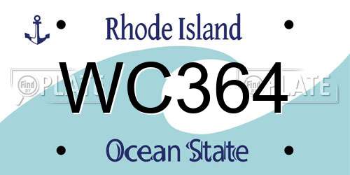 WC364 Rhode Island License Plate