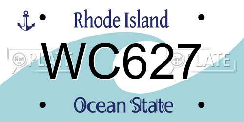 WC627 Rhode Island License Plate