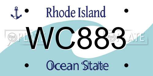 WC883 Rhode Island License Plate