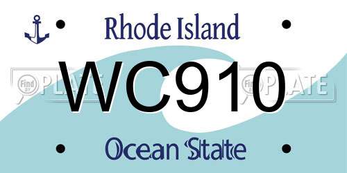 WC910 Rhode Island License Plate