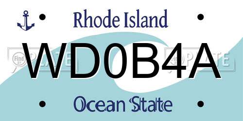 WD0B4A Rhode Island License Plate