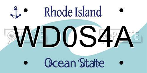 WD0S4A Rhode Island License Plate