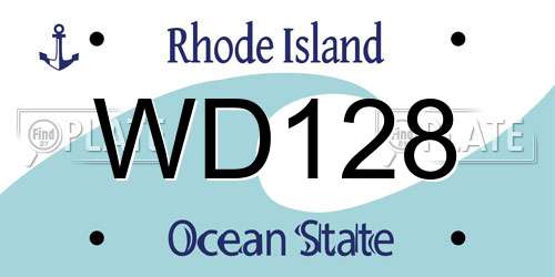 WD128 Rhode Island License Plate