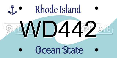WD442 Rhode Island License Plate
