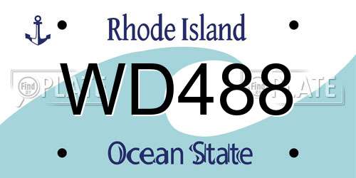 WD488 Rhode Island License Plate