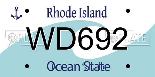 WD692 Rhode Island License Plate