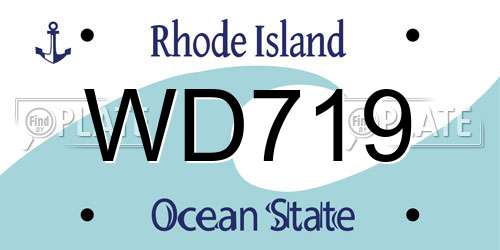 WD719 Rhode Island License Plate