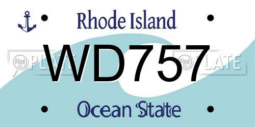 WD757 Rhode Island License Plate